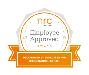 NRC Health logo for “2019 Employee Approved Award” that states “Recognized by employees for outstanding culture”