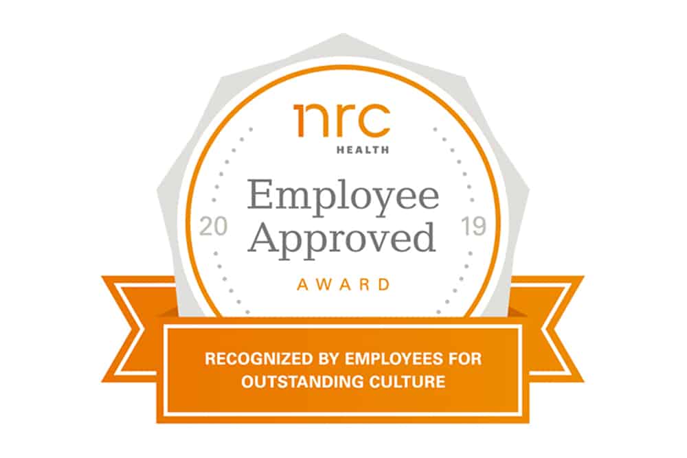 NRC Health logo for “2019 Employee Approved Award” that states “Recognized by employees for outstanding culture”