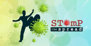 Graphic for Stomp the Spread employee testing initiative for the COVID-19 pandemic at Edgewood Healthcare