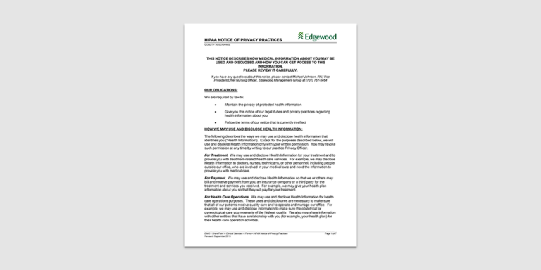 image preview of hipaa document