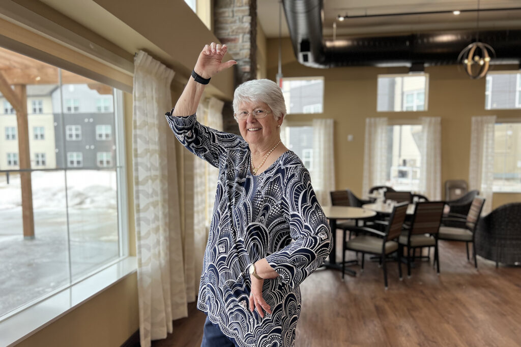 a senior woman dancing