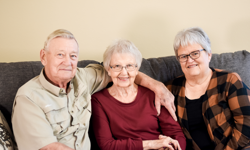 caregiver and her two parents