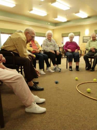 Seniors doing group exercise