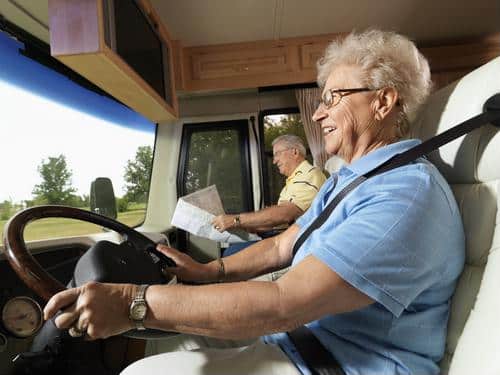 Senior female driving RV