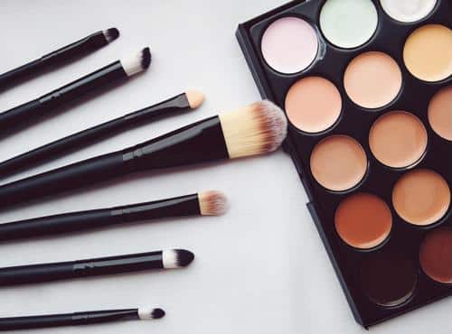 Make up brushes and pallet