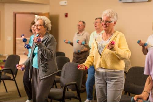 Seniors exercising