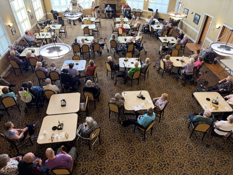 senior residents enjoying music in assisted living